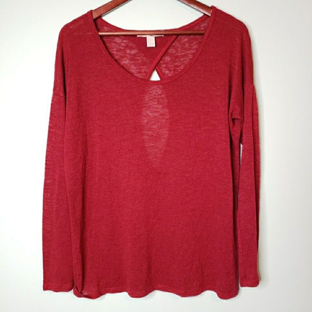 Forever 21 Womens LARGE Top Open Back Y2K Oversized Lightweight Pullover Sweater